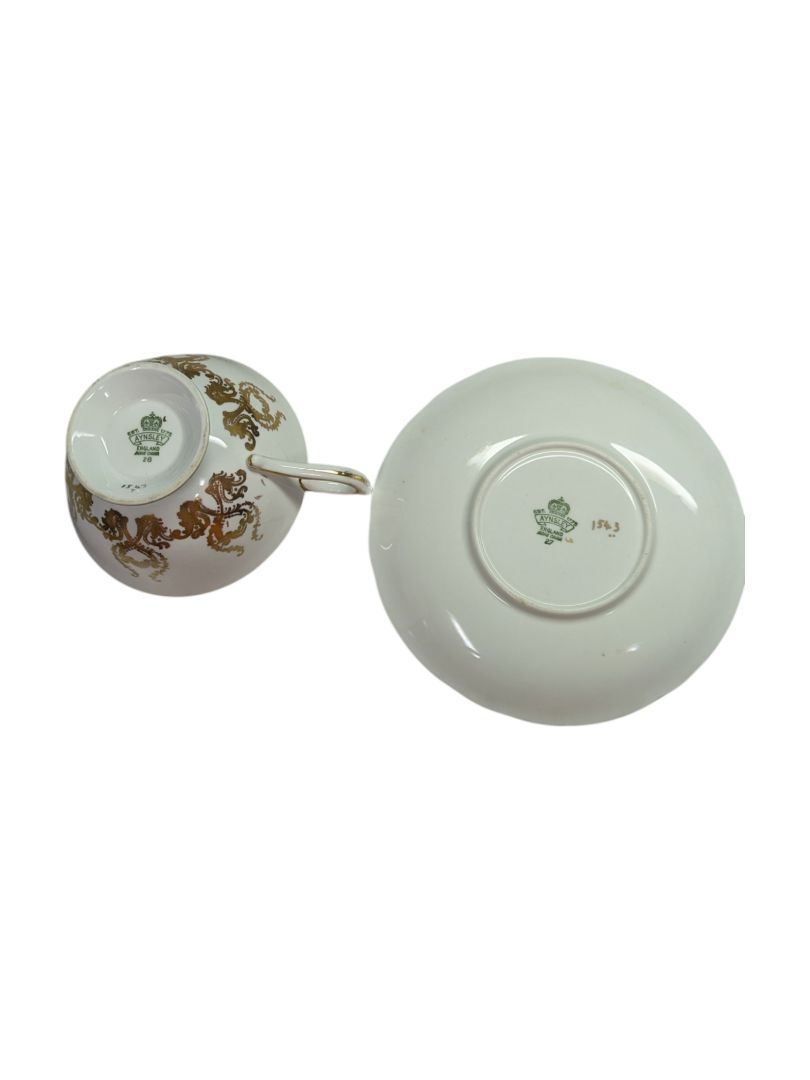 Aynsley Bone China Teal Blue Teacup w/ Saucer (2 pcs)