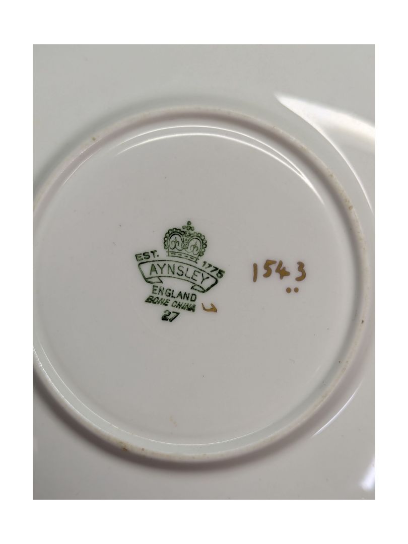 Aynsley Bone China Teal Blue Teacup w/ Saucer (2 pcs)
