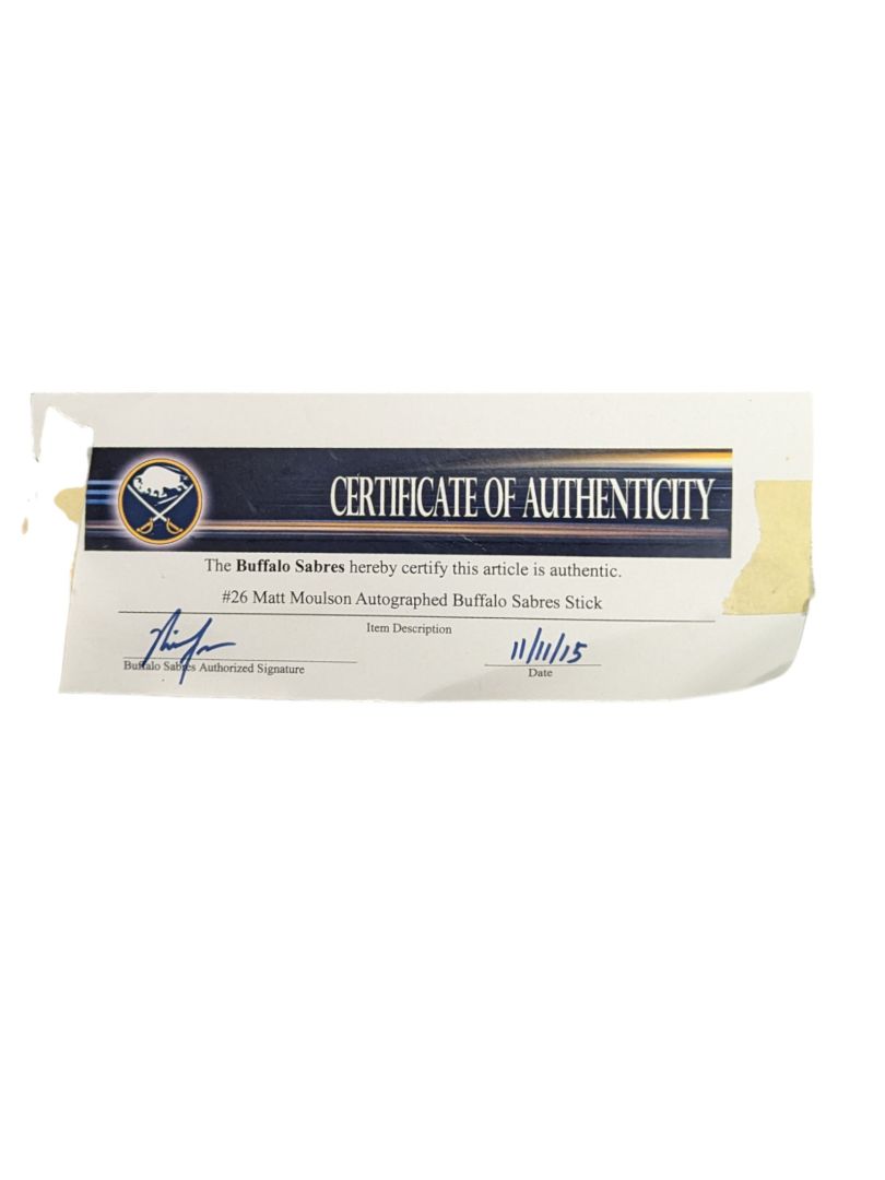 Matt Moulson Buffalo Sabres Autograph Stick w/ COA