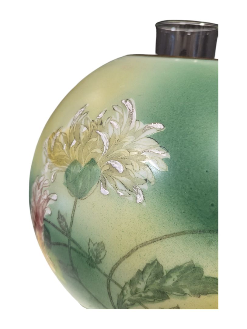 Naugatuck Double Globe Hand Printed Oil Lamp