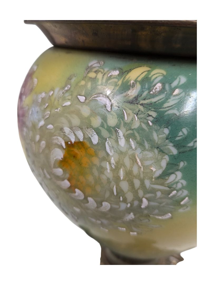 Naugatuck Double Globe Hand Printed Oil Lamp