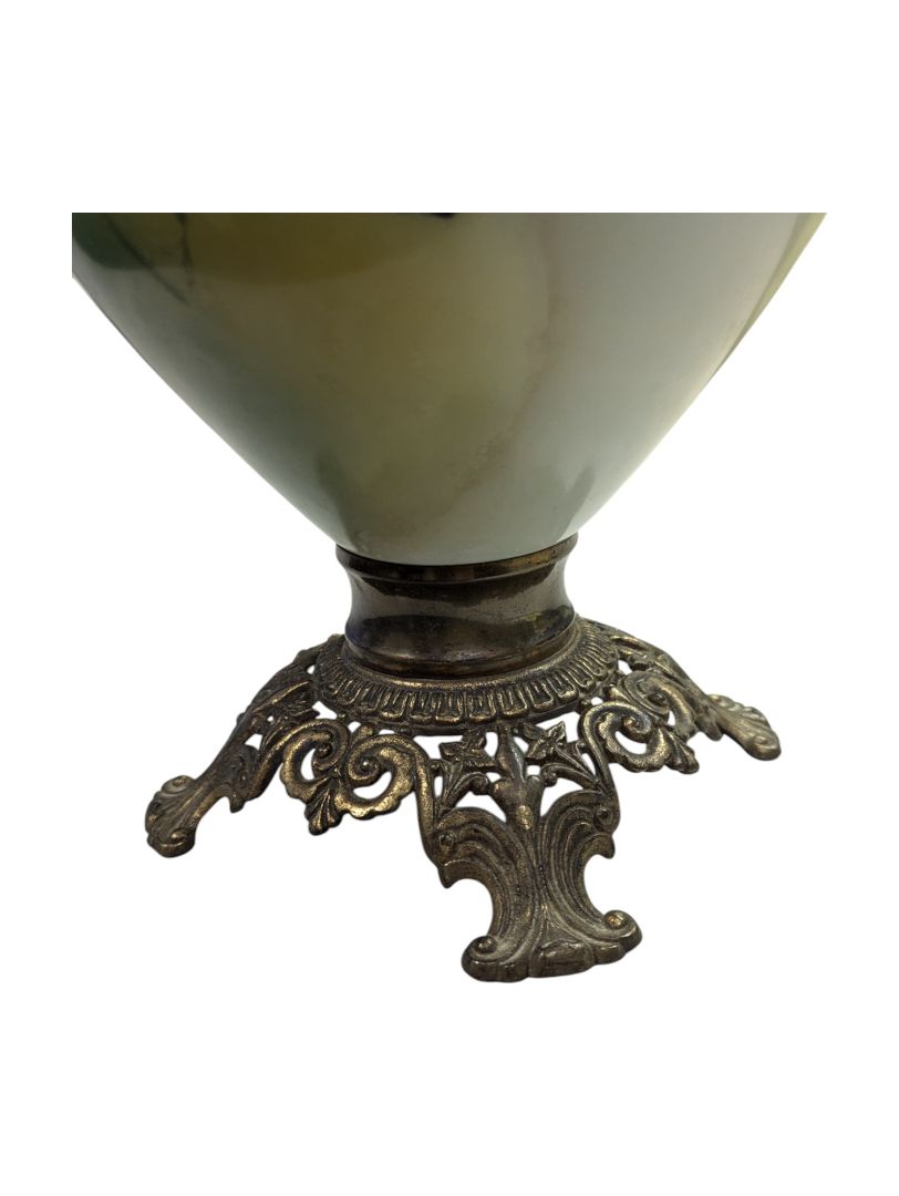 Naugatuck Double Globe Hand Printed Oil Lamp