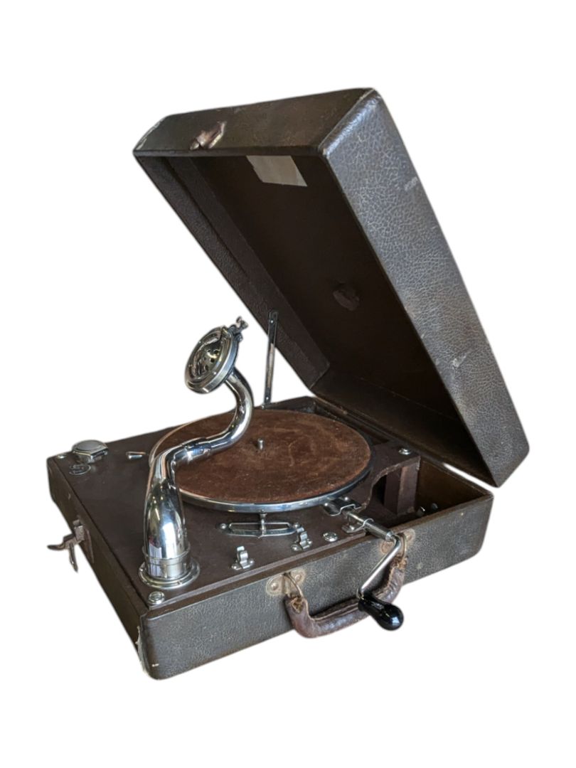 Antique Hand Crank Record Player w/ Needles