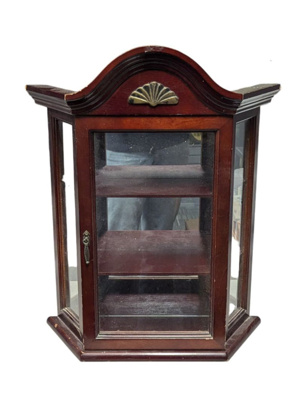 Dark Brown Wooden Hanging Display Cabinet
