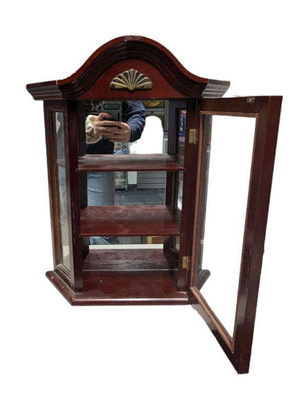 Dark Brown Wooden Hanging Display Cabinet