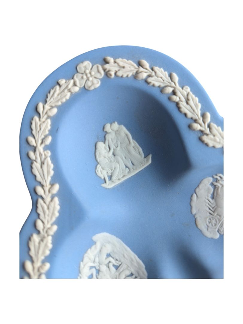 Wedgwood Blue Jasperware Collectors Clover Shaped Trinket Dish