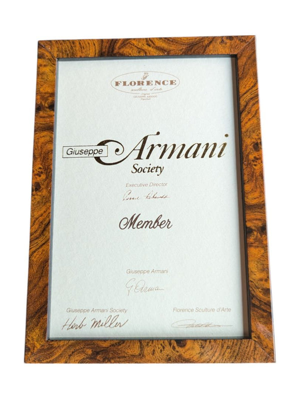 Giuseppe Armani Society Member Certificate