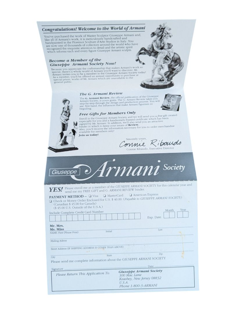 Giuseppe Armani Society Member Certificate