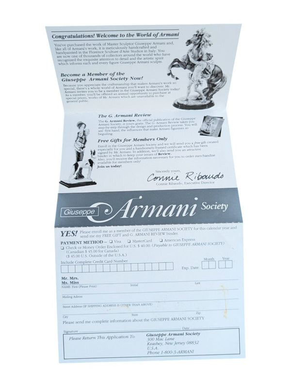 Giuseppe Armani Society Member Certificate