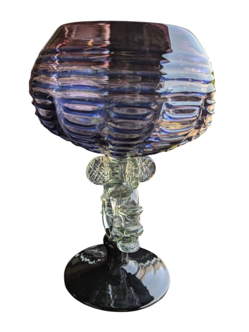 Purple Glass Twisted Stem Balloon Goblet