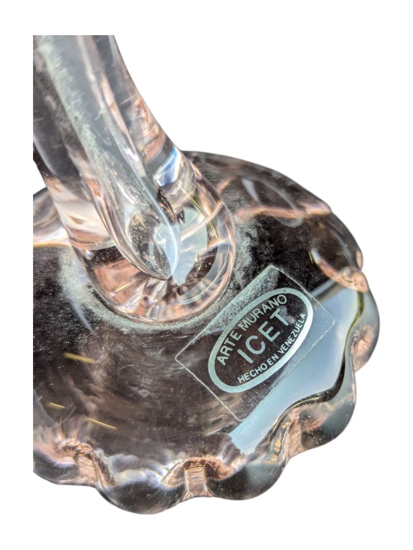 Arte Murano Glass Pink Hand Blown Flower
