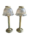 Brass Candle Lamp with Glass Shade (set of 2)