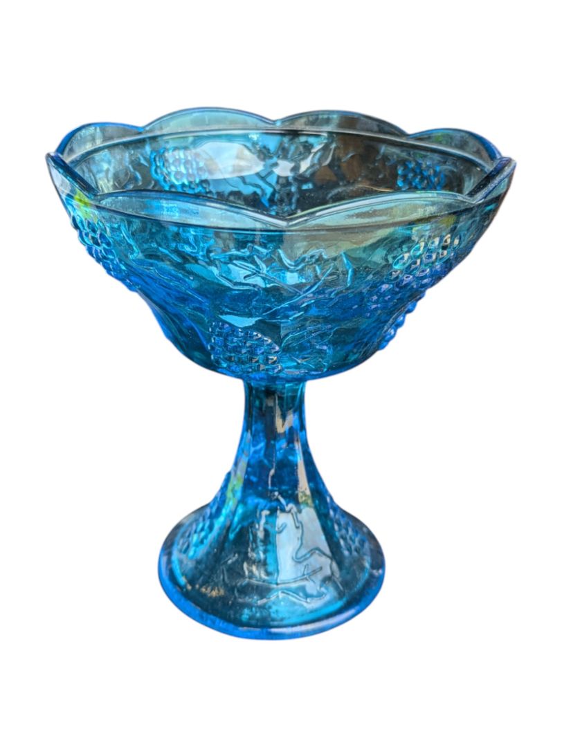 Aqua Blue Anchor Hocking Glass Candy Jar