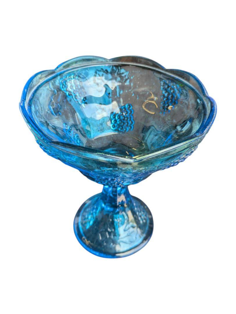 Aqua Blue Anchor Hocking Glass Candy Jar