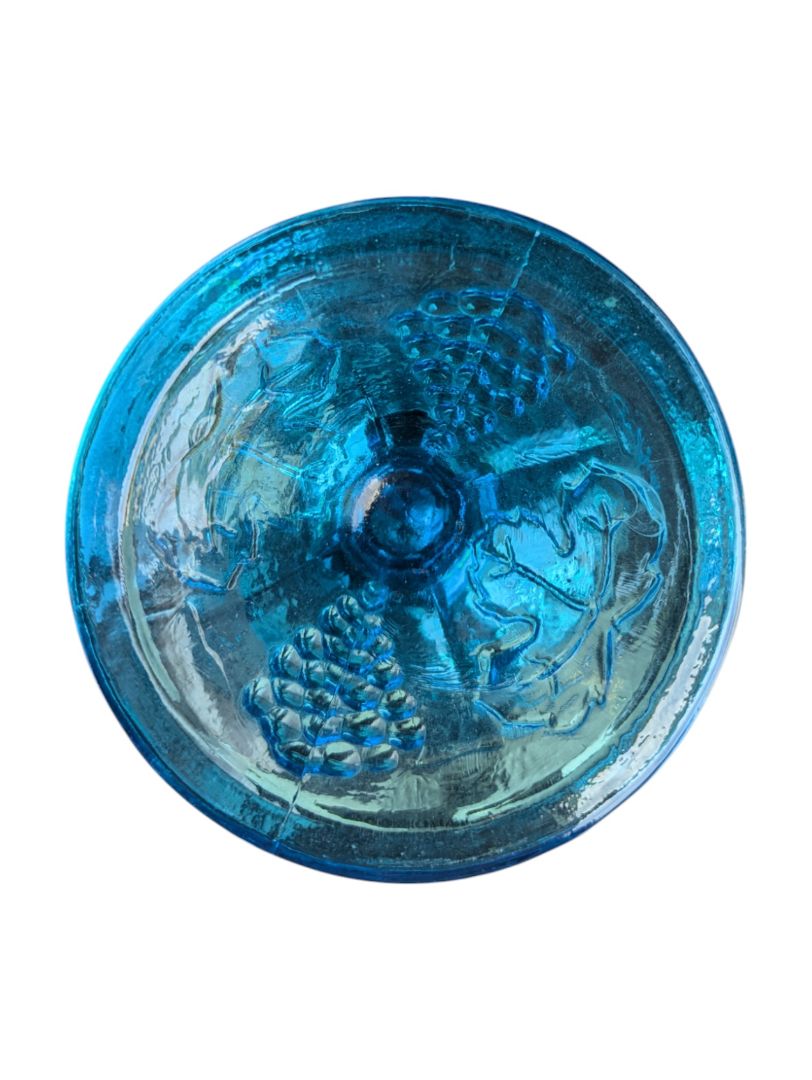 Aqua Blue Anchor Hocking Glass Candy Jar