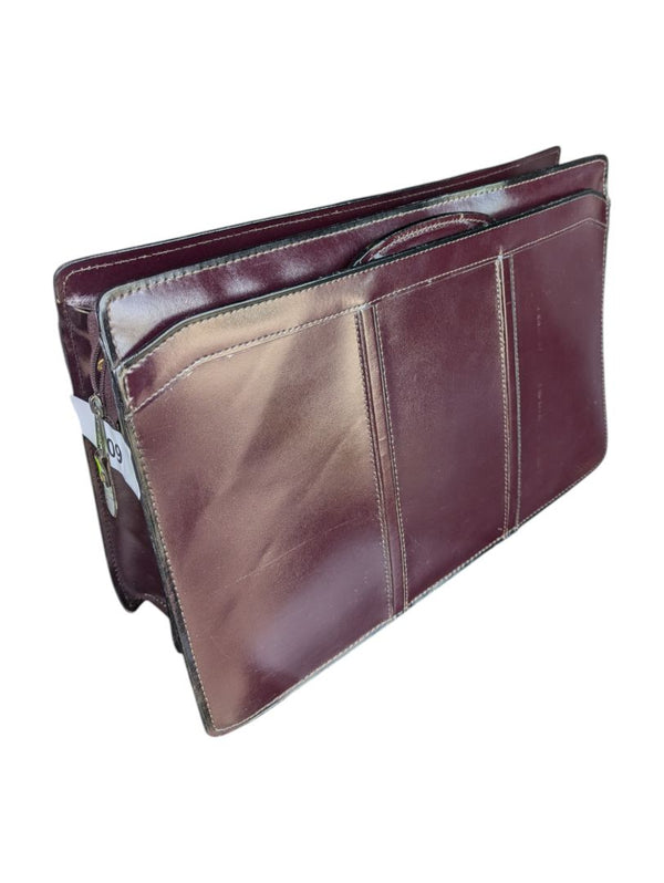 Vintage Red Brown Grain Leather Laptop Bag