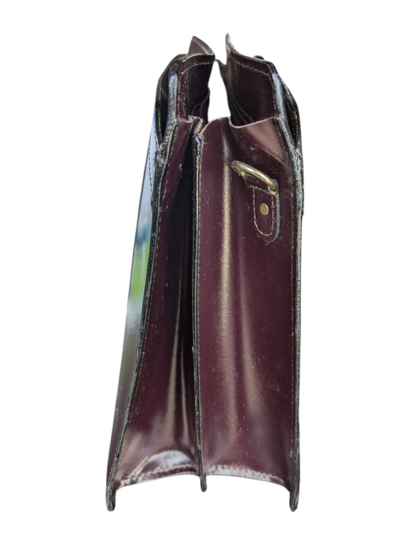 Vintage Red Brown Grain Leather Laptop Bag