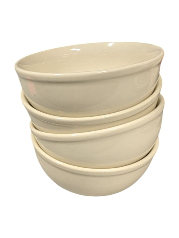Set of 4 Off-White Ceramic Bowls