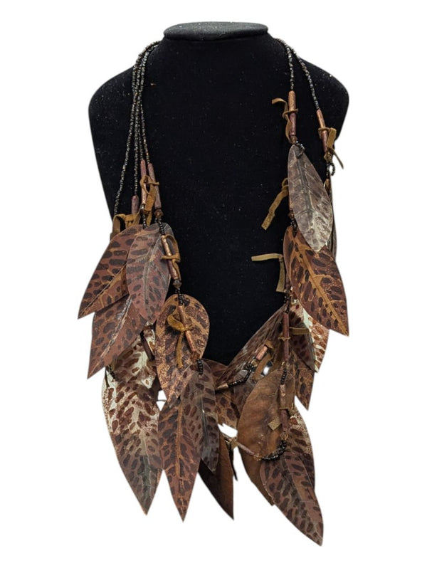 Handmade Real Preserved Leaves Indigenous-Inspired Necklace