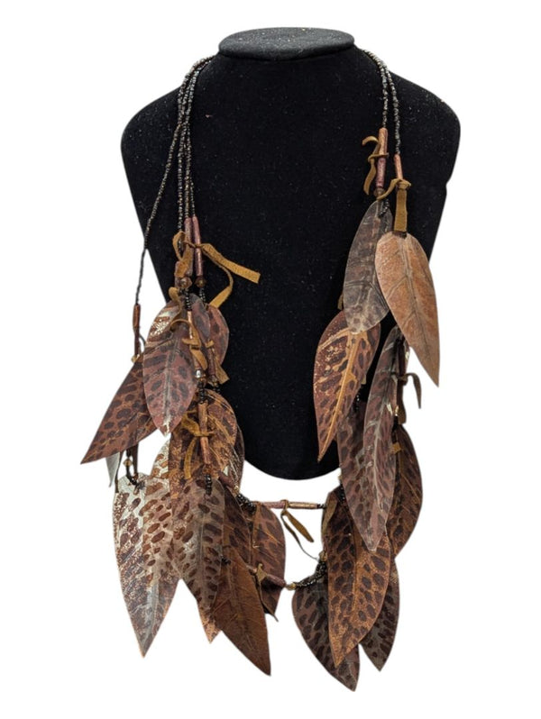 Handmade Real Preserved Leaves Indigenous-Inspired Necklace