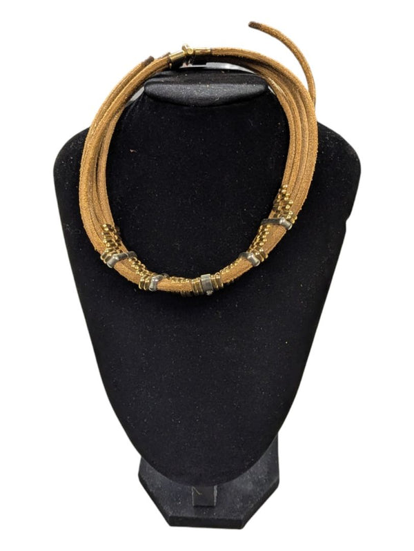 Leather Rope Bib Egyptian Revival Style Necklace