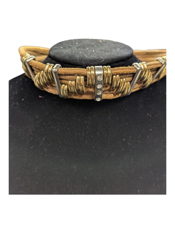 Leather Rope Bib Egyptian Revival Style Necklace