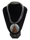 Necklace w/ Large Wooden and Shell Pendant