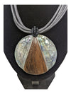 Necklace w/ Large Wooden and Shell Pendant