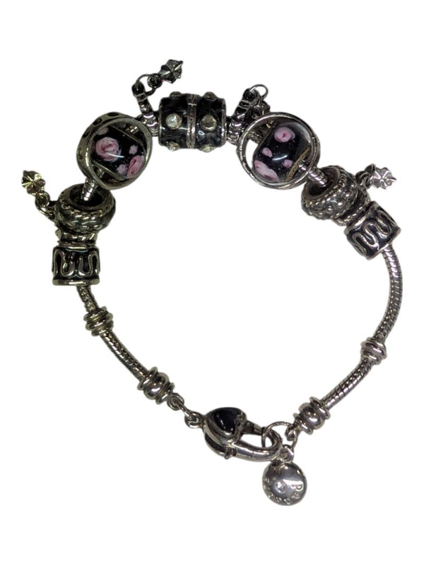 Slivertone Bracelet w/ Glass Beads
