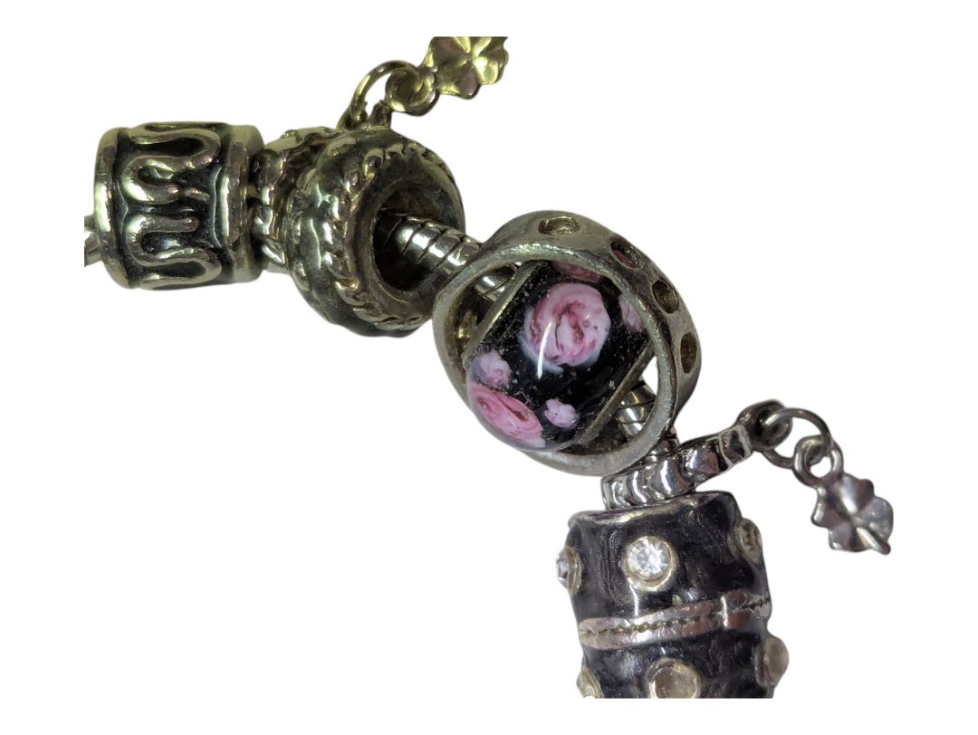 Slivertone Bracelet w/ Glass Beads