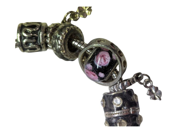 Slivertone Bracelet w/ Glass Beads