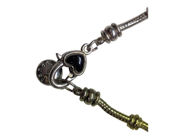 Slivertone Bracelet w/ Glass Beads