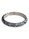 Silver Tone Shades of Blue Beachy Hinged Bangle