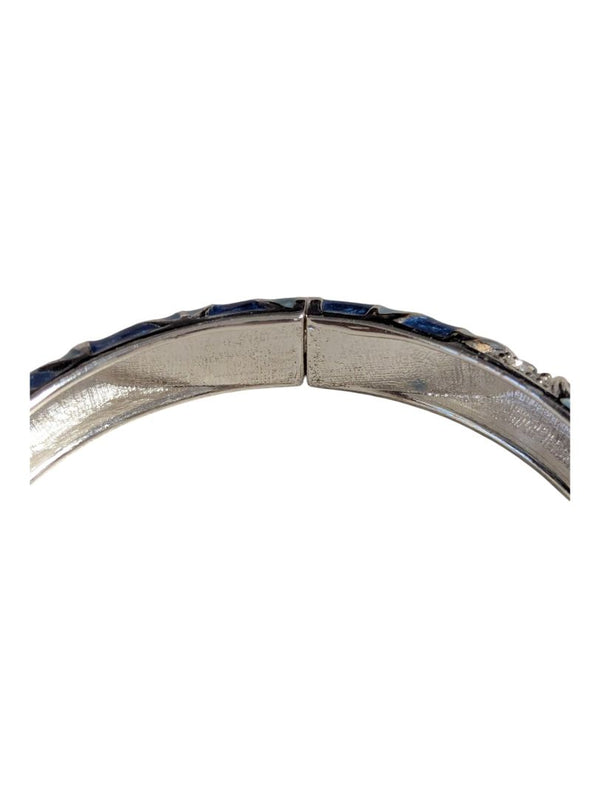 Silver Tone Shades of Blue Beachy Hinged Bangle