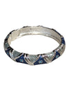 Silver Tone Shades of Blue Hinged Bangle w/ Gem