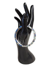 Silver Tone Shades of Blue Hinged Bangle w/ Gem