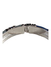 Silver Tone Shades of Blue Hinged Bangle w/ Gem