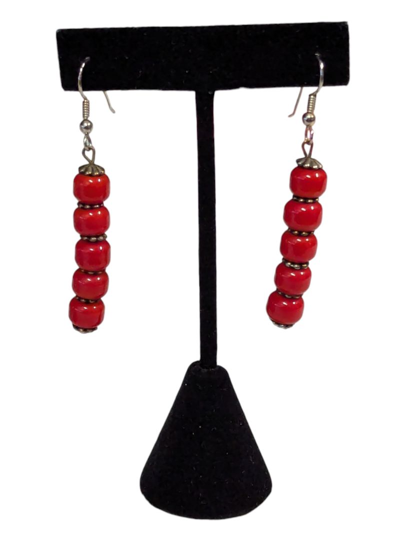 Red Beads Drop Earrings