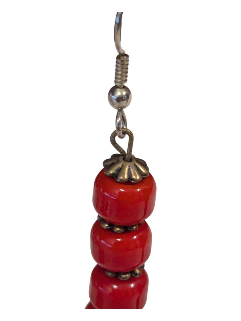 Red Beads Drop Earrings
