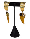 Brass Tone Horn Shaped Earrings