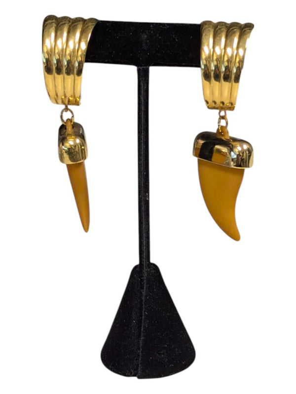 Brass Tone Horn Shaped Earrings