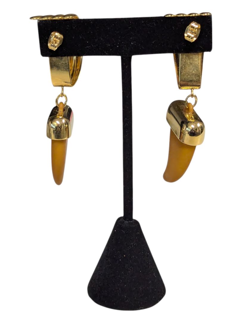 Brass Tone Horn Shaped Earrings