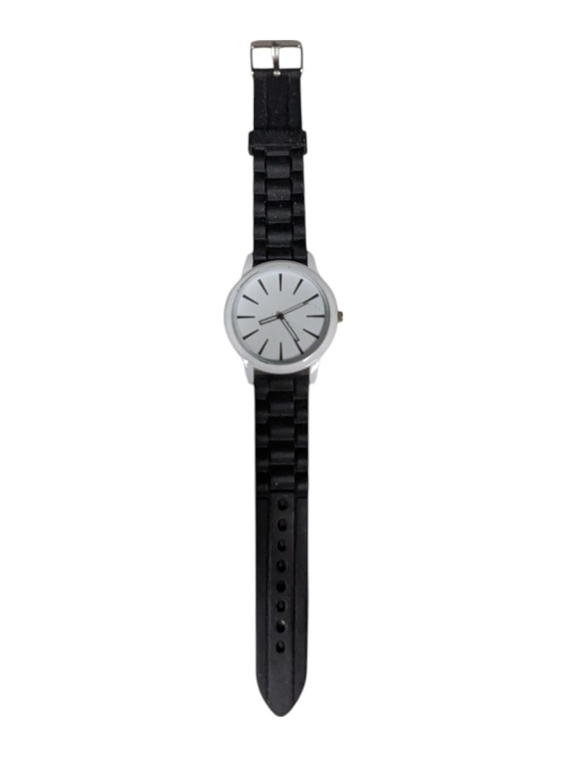 White Stainless Watch w/ Black Rubber Band