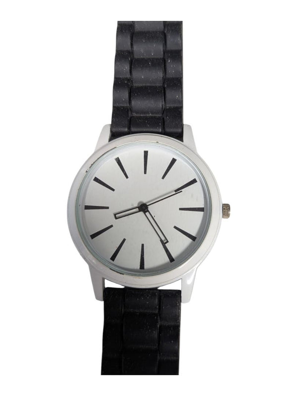 White Stainless Watch w/ Black Rubber Band