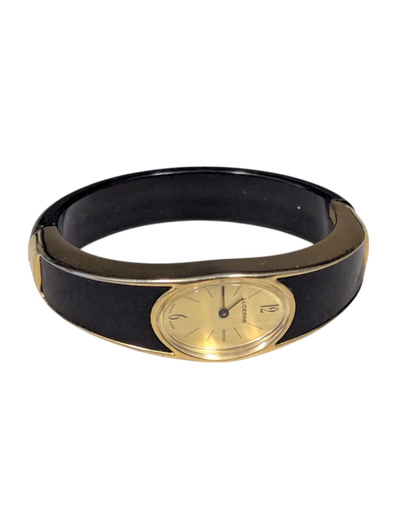 Lucerne Swiss Made Black Bangle Watch