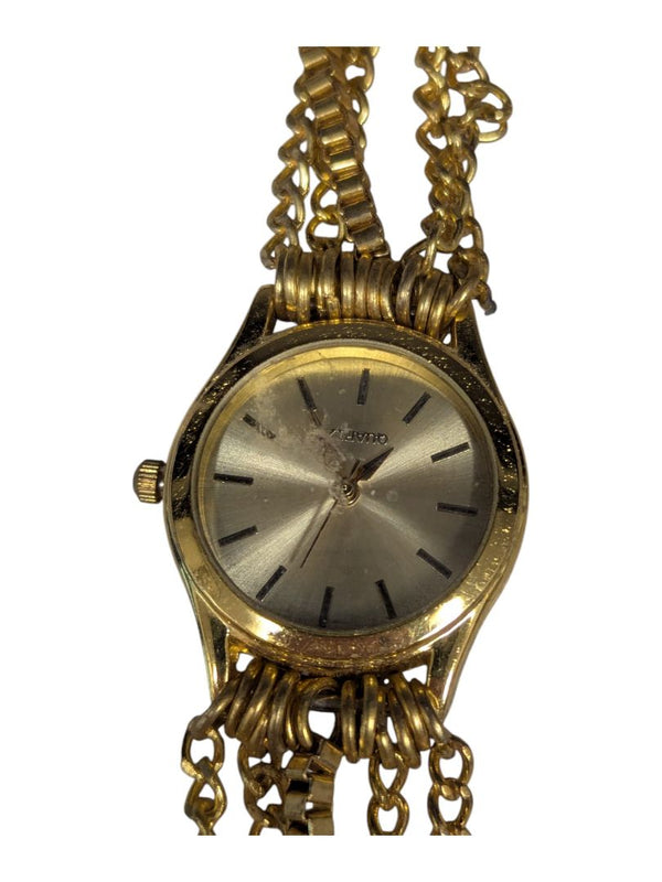 Stainless Yellow Tone Muti-Strap Watch