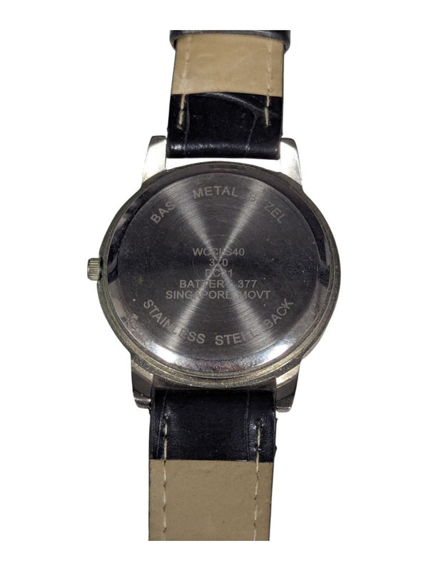 Silver Black Croc Patent Crystals Stainless Watch