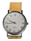 Quartz Stainlesss Watch w/ Yellow Fabric Strap