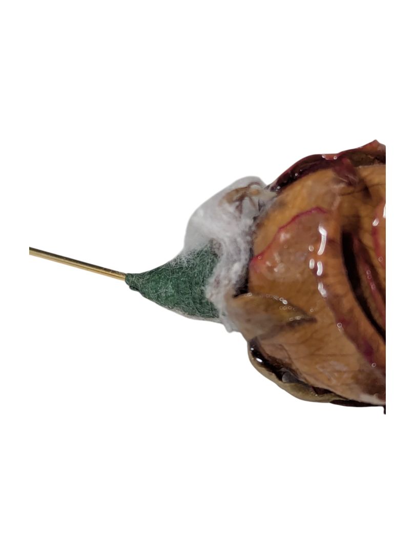 Vintage 1979 Chrystalle Flower Co Real Rose Floral Stickpin Brooch Pin