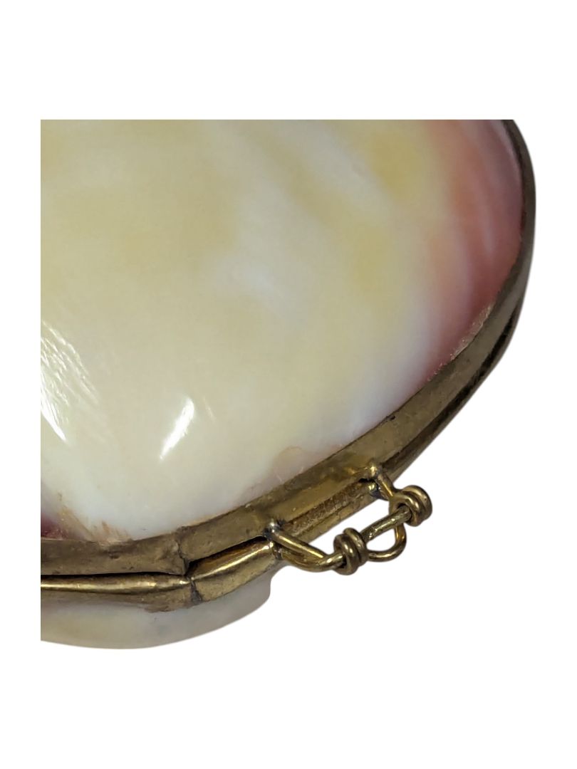 Vintage 1950's Polished Clam Shell Compact